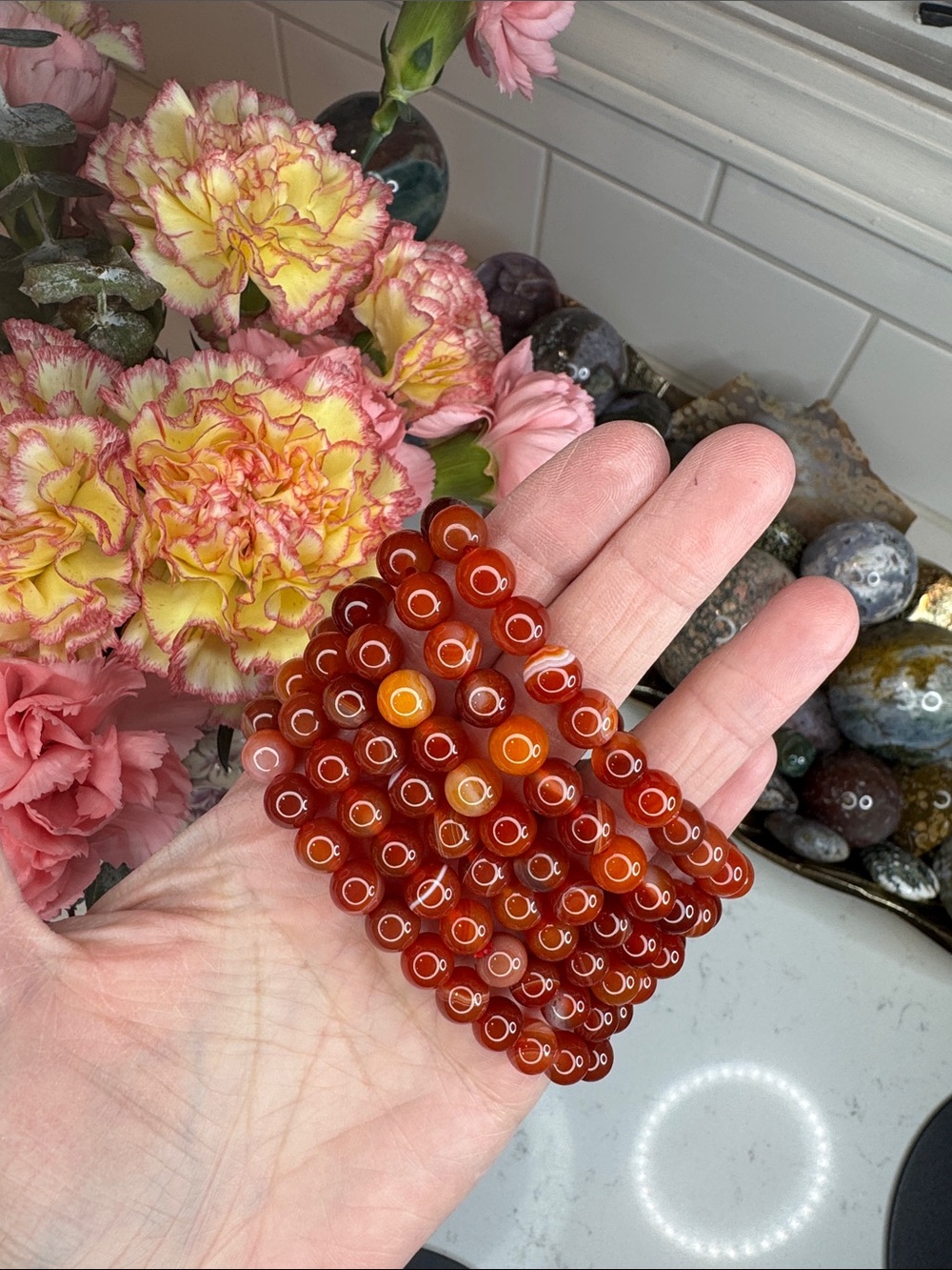 8mm Carnelian Bead Bracelet (listing is for one): B1016